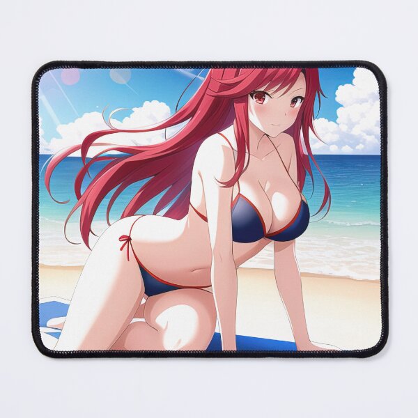 Item preview, Anime red hair girl posing on the beach designed and sold by 100PercentOtaku.