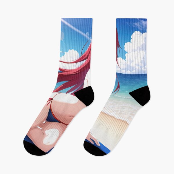 Item preview, Anime red hair girl posing on the beach designed and sold by 100PercentOtaku.