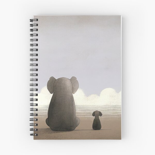 Item preview, elephant and dog sitting on the beach designed and sold by Mike Kiev art.