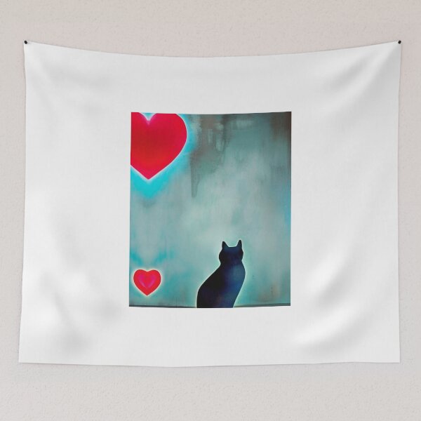 Item preview, Blue sky, red heart and black kitty designed and sold by Ioncure Design Studio 1.