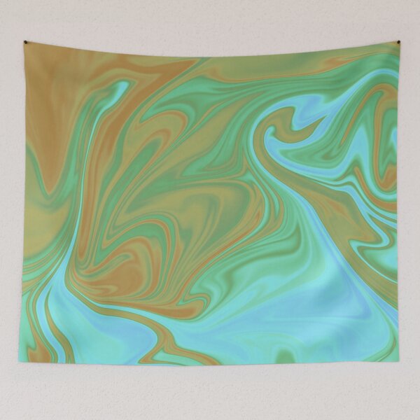 Item preview, Orange Yellow Turquoise Green Liquid Art. Liquid Marble. Abstract Design. designed and sold by Jason123za.