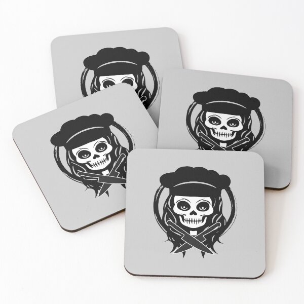 Item preview, Female Chef Skull and Knives Crossed Tools Black Logo designed and sold by Nuletto.