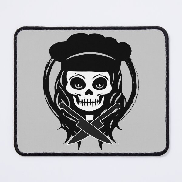 Item preview, Female Chef Skull and Knives Crossed Tools Black Logo designed and sold by Nuletto.