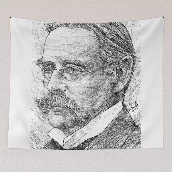 Aperçu de l'œuvre EDMUND GOSSE portrait au crayon noir et blanc créée et vendue par lautir.