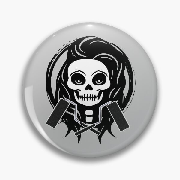 Item preview, Female Decorator Skull and Paint Roller Crossed Tools Black Logo designed and sold by Nuletto.