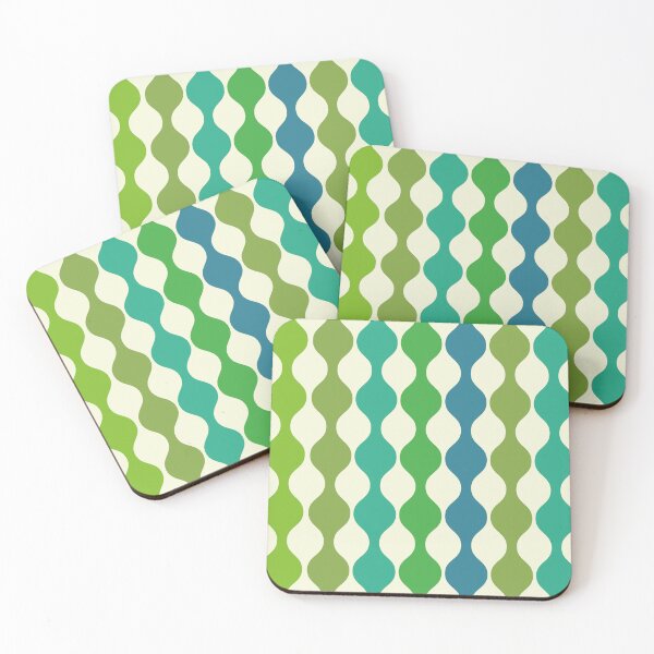 Item preview, Minimalist Mid Century Modern Ogee ovals pattern in  green, blue and teal  designed and sold by Yasminepatterns .