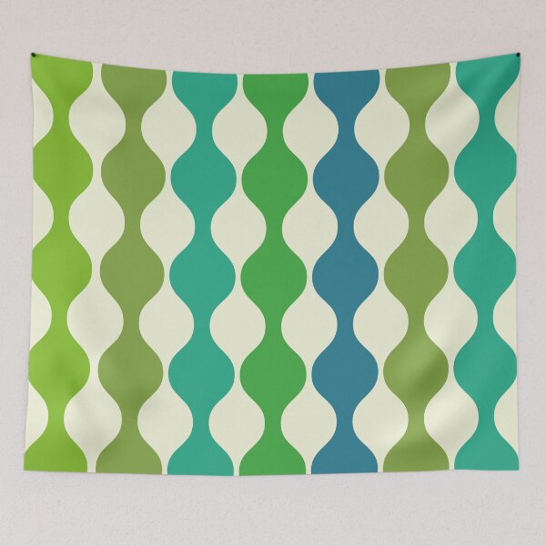 Item preview, Minimalist Mid Century Modern Ogee ovals pattern in  green, blue and teal  designed and sold by Yasminepatterns .