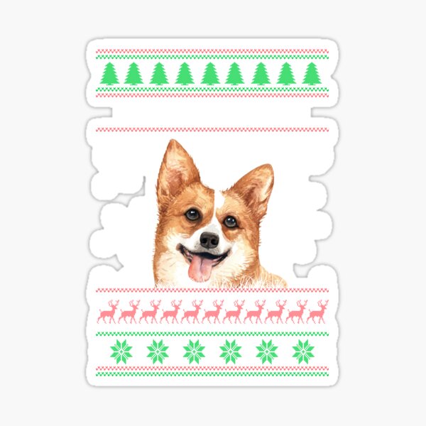 Welsh Corgi Dog Lovers Ugly Christmas Sweater Design Dog Owner Gifts  Sticker for Sale by SultanDesignz