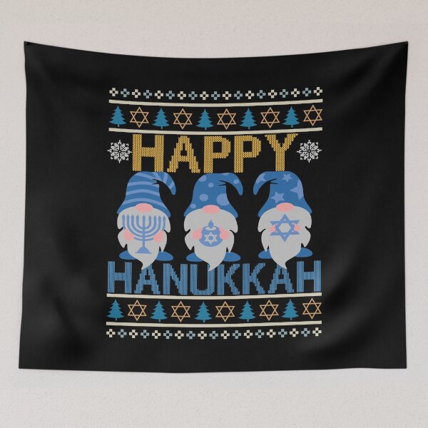 Item preview, Happy Hanukkah Gnome Gnomies Menorah Pajama Ugly Sweater designed and sold by Tatus Brinal.