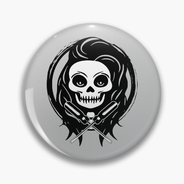 Item preview, Female Electrician Skull and Screwdriver Crossed Tools Black Logo designed and sold by Nuletto.