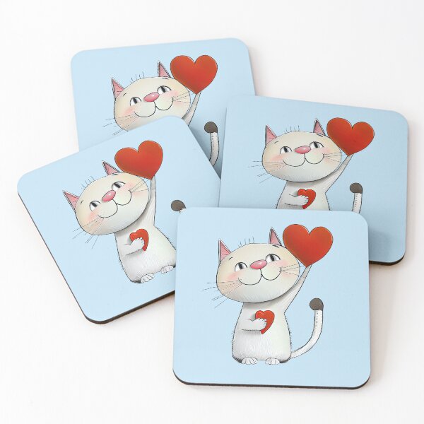 Item preview, Cat with Two Hearts - funny illustration for cat lovers designed and sold by KOTOdesign.