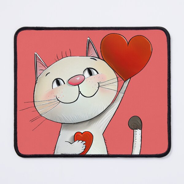 Item preview, Cat with Two Hearts - funny illustration for cat lovers designed and sold by KOTOdesign.