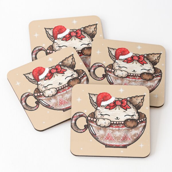 Item preview, Christmas Hot Cat-colate Kawaii Choco Cup Cute Red designed and sold by Jolly-Yosei.