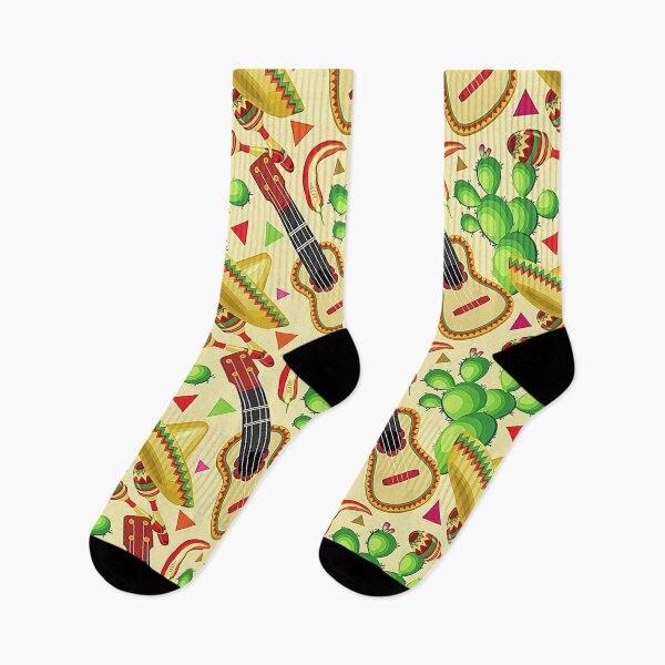 Artikelvorschau, Mexikanischer Sombrero-Hut und Gitarrenmuster entworfen und verkauft von PatternMama.