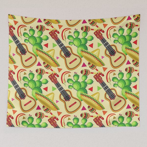 Item preview, Mexican Sombrero Hat and Guitar Pattern designed and sold by PatternMama.
