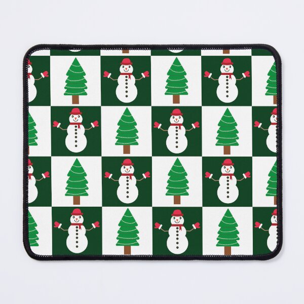 Item preview, Checkered Christmas trees and snowman pattern designed and sold by Yasminepatterns .