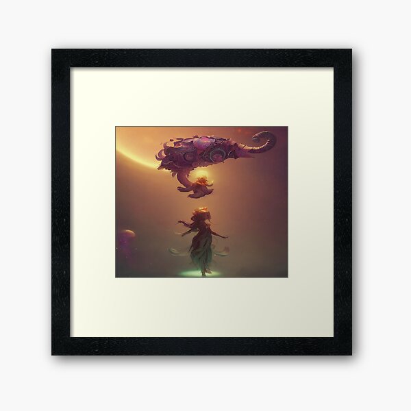 Cosmic Flowered Elephant Framed Art Print