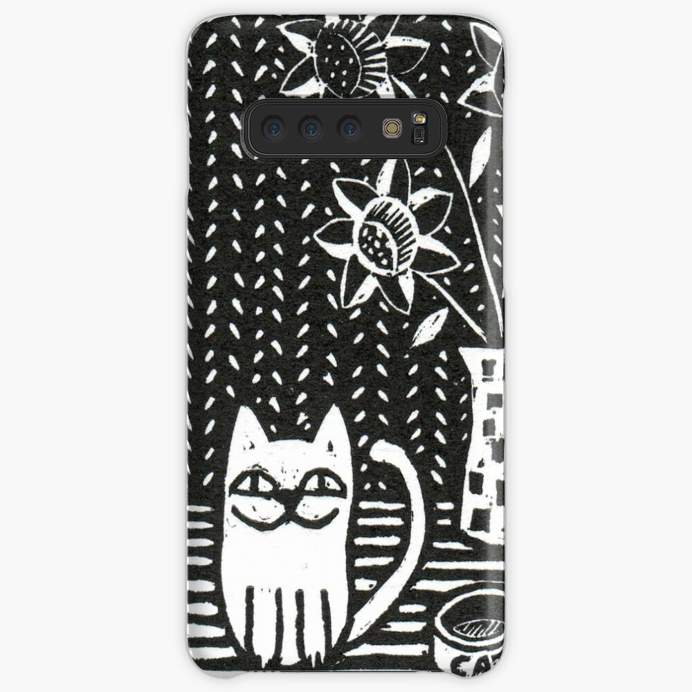Happy Cat - Original Wood engraving by Francesca Whetnall Case & Skin for Samsung Galaxy
