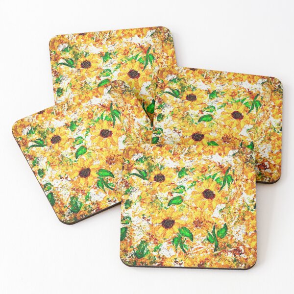 Item preview, Primitive Rustic Sunflower Garden Yellow Green Brown designed and sold by jocelynsart.