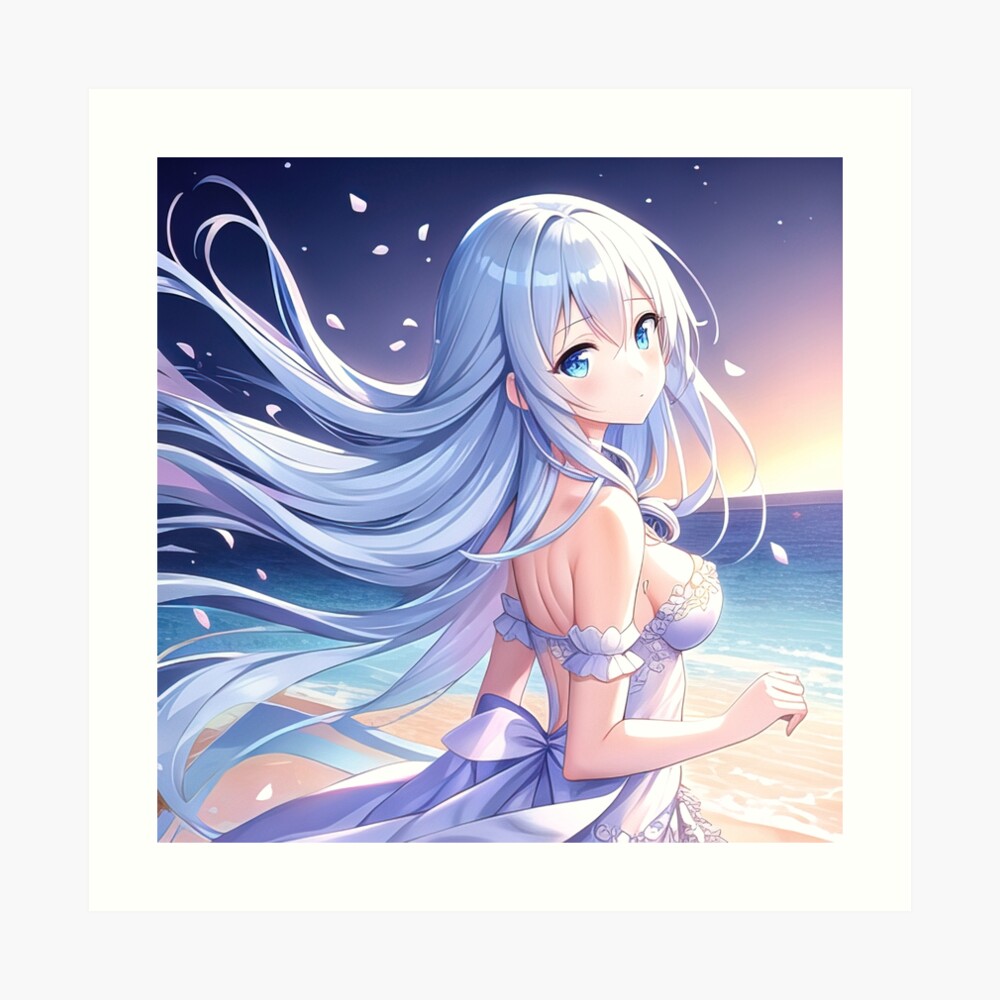 Lámina rígida for Sale con la obra «Super linda chica anime en la playa» de  100PercentOtaku | Redbubble