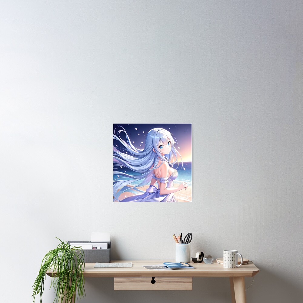 Lámina rígida for Sale con la obra «Super linda chica anime en la playa» de  100PercentOtaku | Redbubble