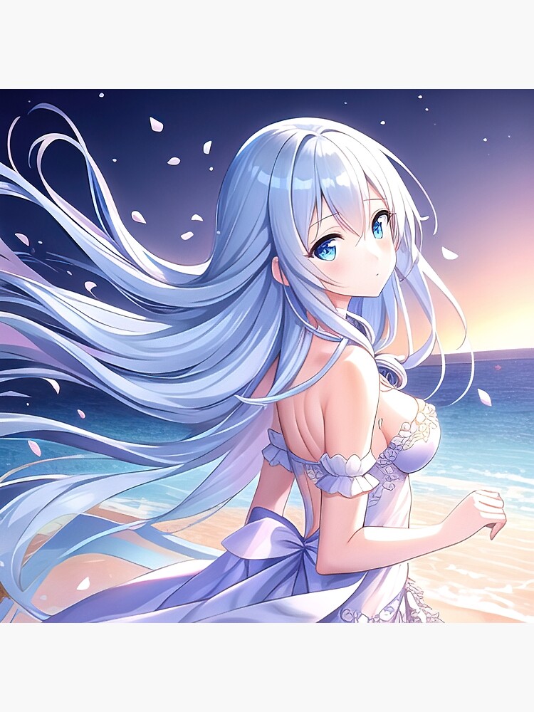 Super cute anime girl at the beach | Poster