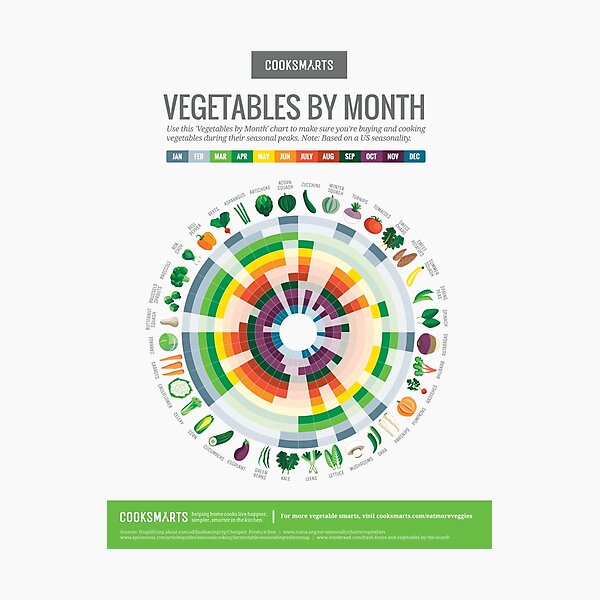 Cook Smarts' Vegetables by Month Chart Photographic Print