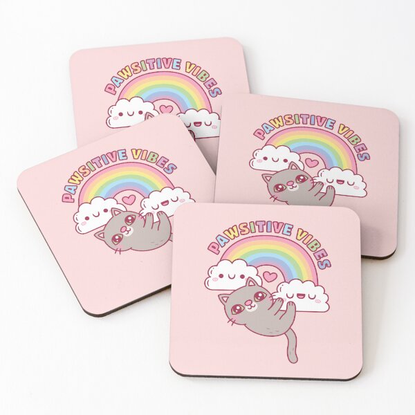 Item preview, Cute Cat, Rainbow And Clouds, Pawsitive Vibes designed and sold by rustydoodle.