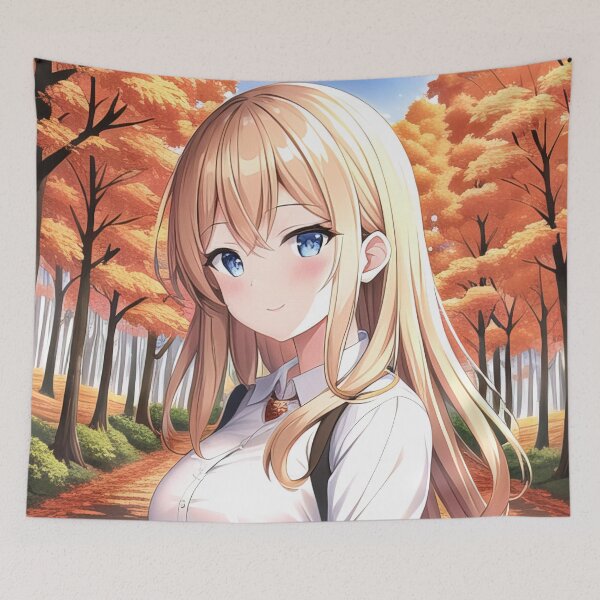 Item preview, Anime drawing of a blonde girl in a forest designed and sold by 100PercentOtaku.