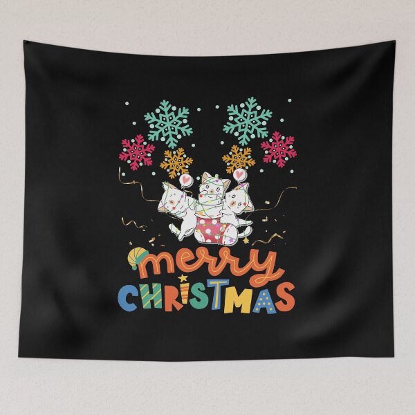 Item preview, Black santa cat tangled up in lights christmas santa | Merry Christmas funny cats sayings and quotes | gifts for Christmas designed and sold by ThanksVibe.