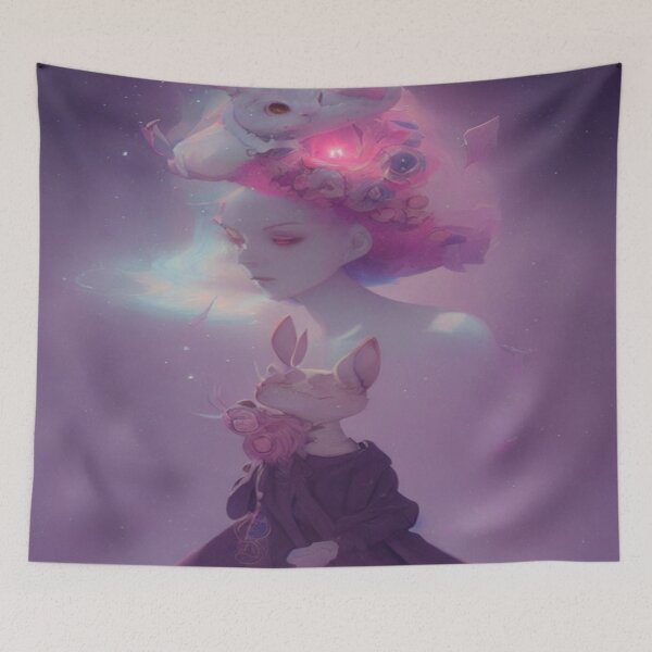 Item preview, Mystical Rabbit With Fantasy Girl designed and sold by Itsheartshop.