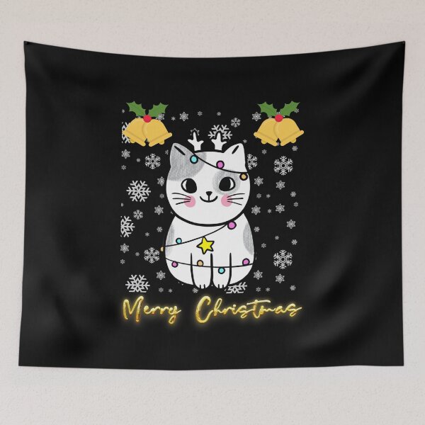 Item preview, Black santa cat tangled up in lights christmas santa | Merry Christmas funny cats sayings and quotes | gifts for Christmas designed and sold by ThanksVibe.