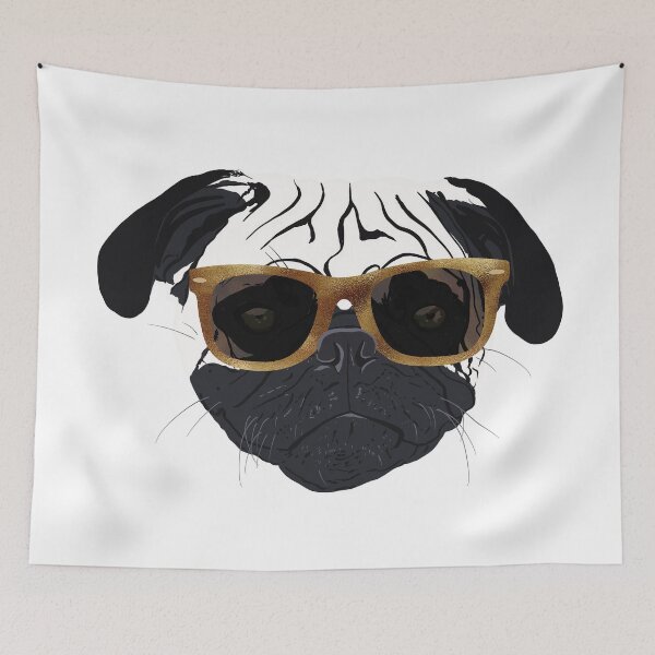 Item preview, Funny Golden Glasses Pug Dog Illustration designed and sold by InovArtS.