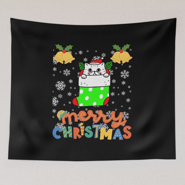 Item preview, Black santa cat tangled up in lights christmas santa | Merry Christmas funny cats sayings and quotes | gifts for Christmas designed and sold by ThanksVibe.