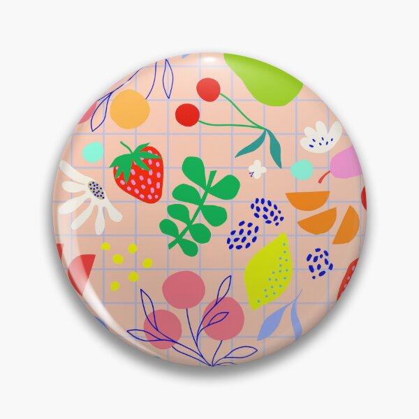 Artikelvorschau, Delicious Ditsy Organic Fruit Pattern – sommerlich, pfirsichfarben und farbenfroh entworfen und verkauft von Dominiquevari.