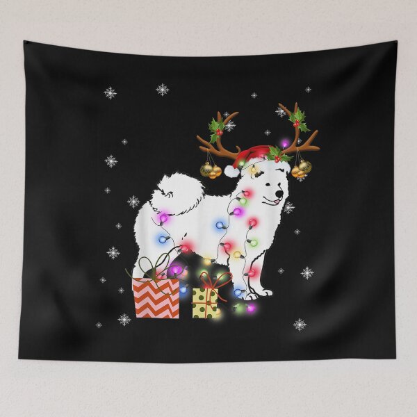 Item preview, Samoyed santa hat xmas lights christmas gift dog lovers designed and sold by GomeThomas.