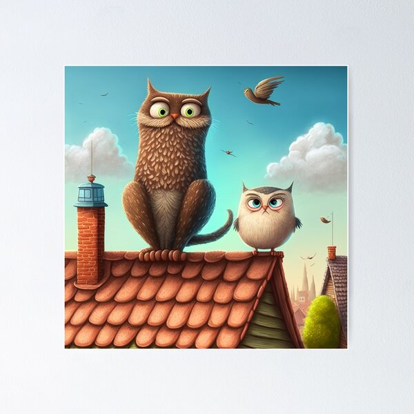 Item preview, A Cat And An Owl designed and sold by TheBaconStudio.