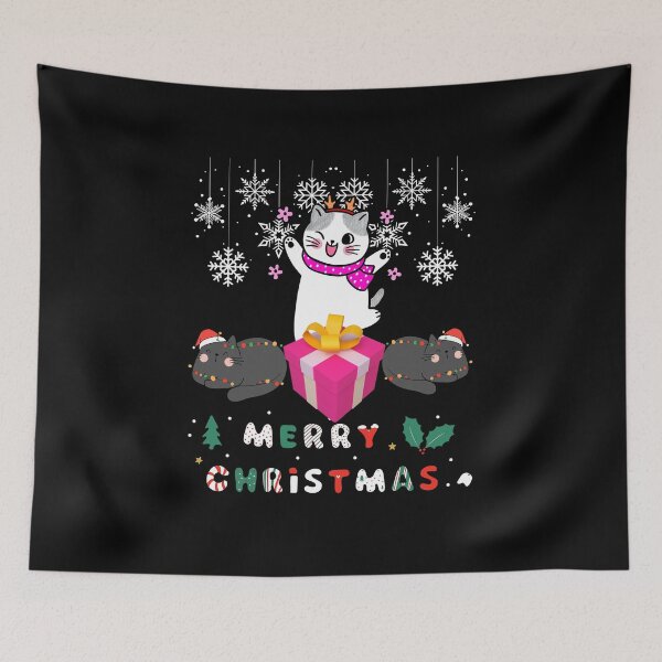 Item preview, Black santa cat tangled up in lights christmas santa | Merry Christmas funny cats sayings and quotes | gifts for Christmas designed and sold by ThanksVibe.