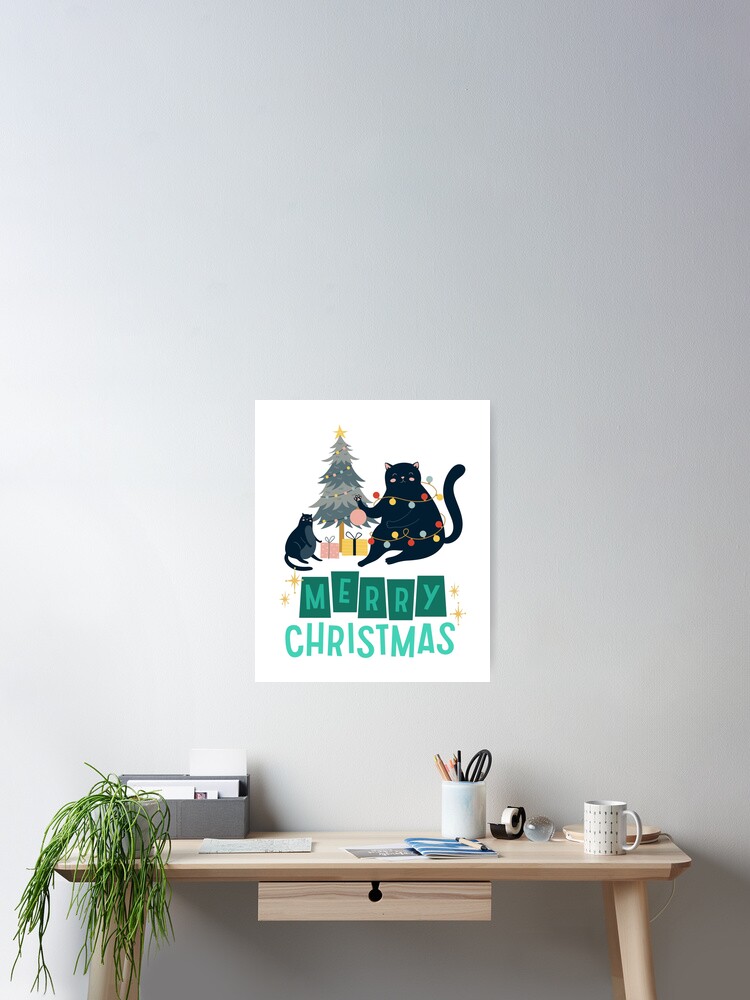 Black Santa Cat With Christmas Lights Tshirt Funny Cats Gift T-Shirt Black Santa Cat With Christmas Lights Tshirt Funny Cats Gift T-Shirt