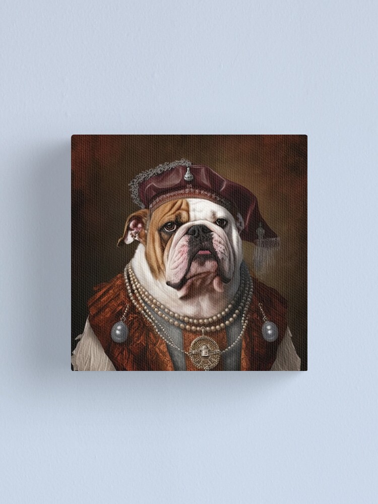 English bulldog wearing fancy clothes