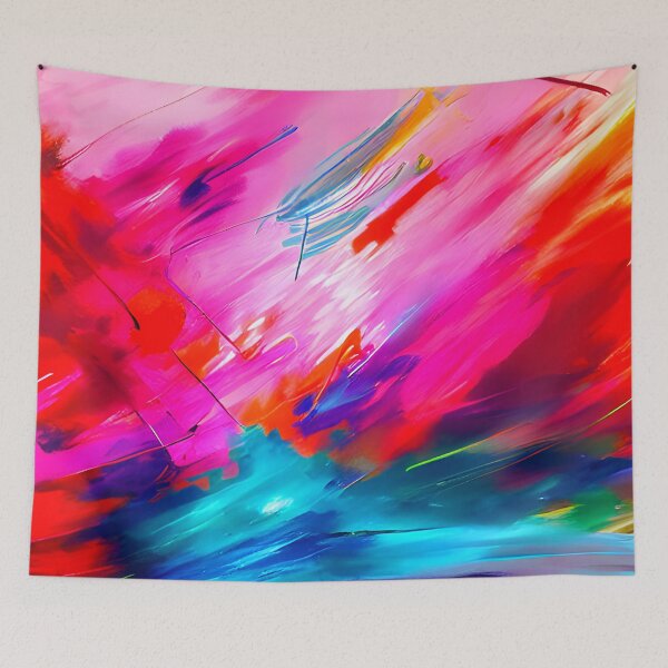 Item preview, thick dense paint pattern knife art - pink blue paint pattern #18 designed and sold by supeart.