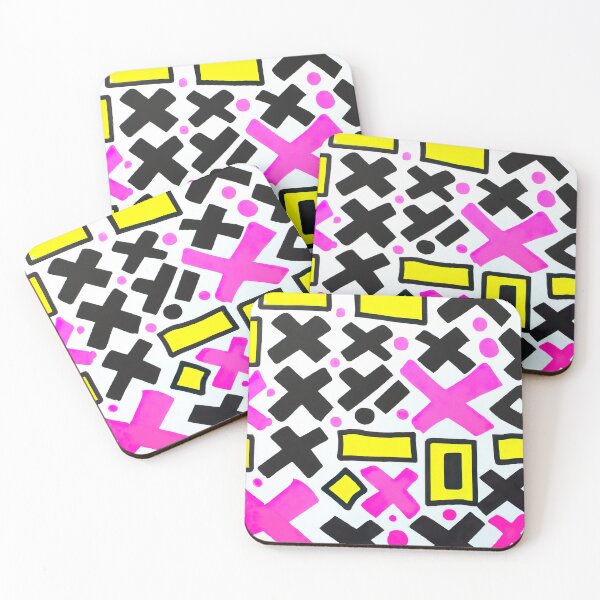 Item preview, Simple Shapes and Crosses - Abstract Pop Art - Yellow, White, Pink, and Black designed and sold by Inomaly Art.