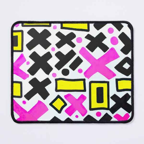 Item preview, Simple Shapes and Crosses - Abstract Pop Art - Yellow, White, Pink, and Black designed and sold by Inomaly Art.