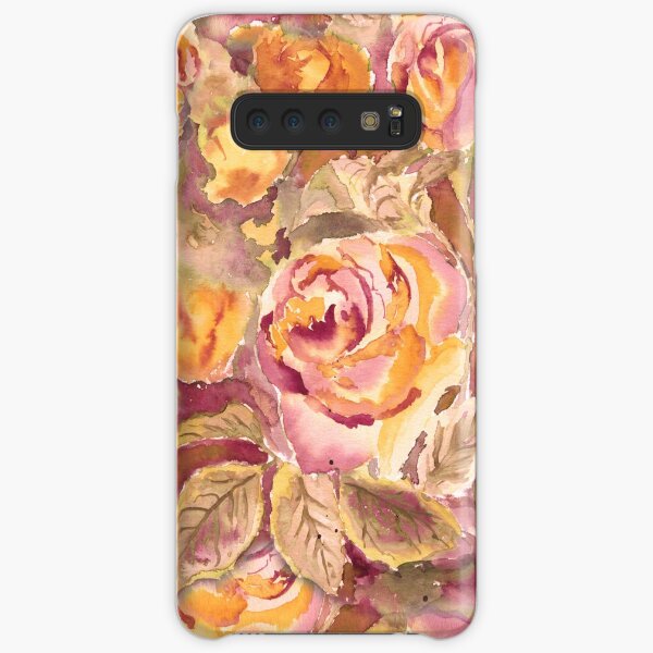 Watercolor Hand-Painted Red Yellow Autumn Fall Roses Samsung Galaxy Snap Case