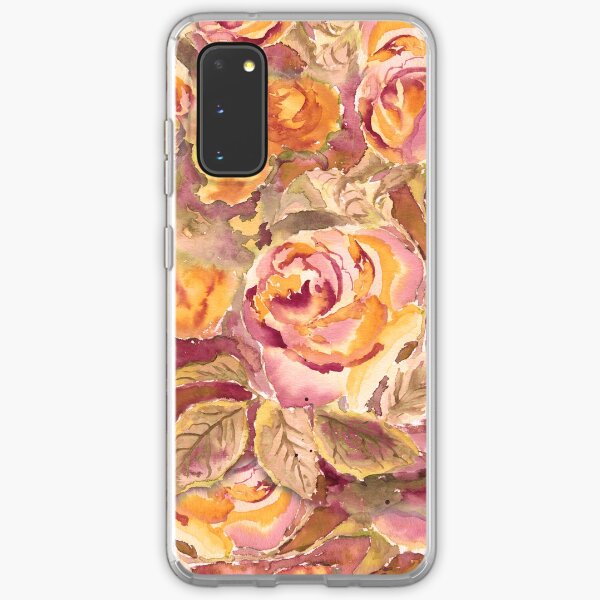 Watercolor Hand-Painted Red Yellow Autumn Fall Roses Samsung Galaxy Soft Case