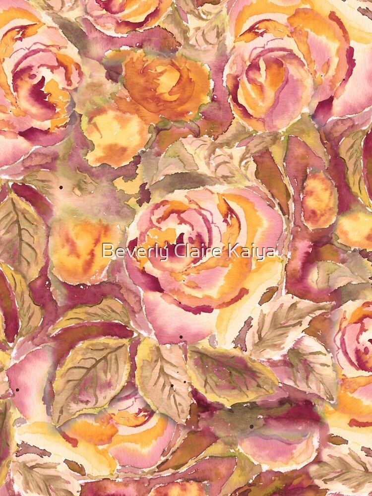 Watercolor Hand-Painted Red Yellow Autumn Fall Roses by beverlyclaire