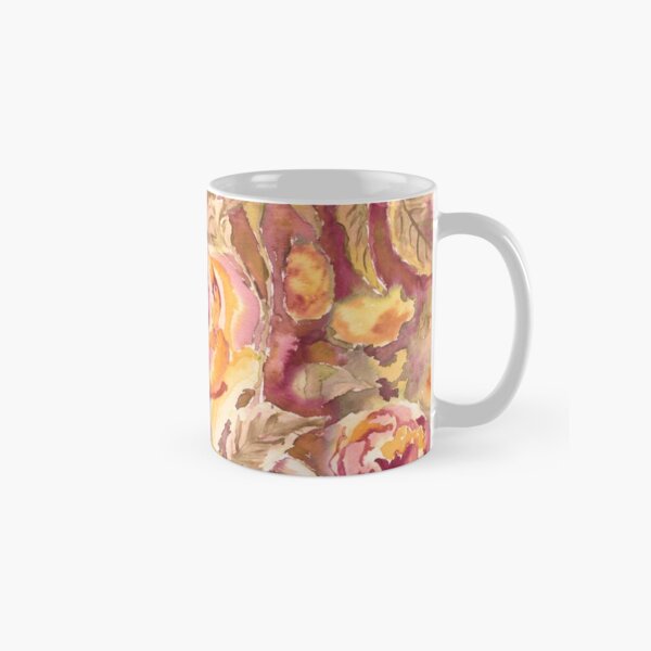 Watercolor Hand-Painted Red Yellow Autumn Fall Roses Classic Mug