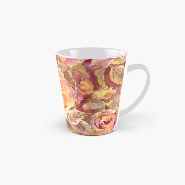 Watercolor Hand-Painted Red Yellow Autumn Fall Roses Tall Mug