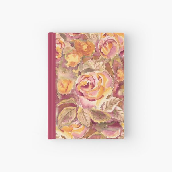 Watercolor Hand-Painted Red Yellow Autumn Fall Roses Hardcover Journal