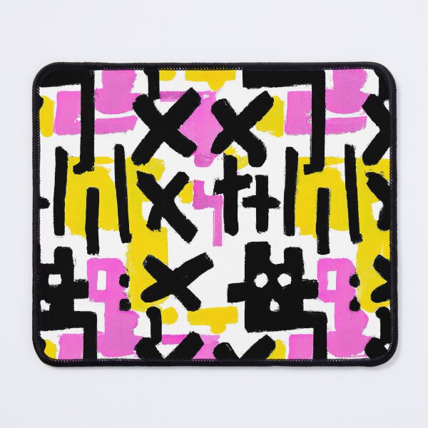 Item preview, Crosses and Lines - Abstract Pop Art - Black, Pink, Yellow, and White designed and sold by Inomaly Art.